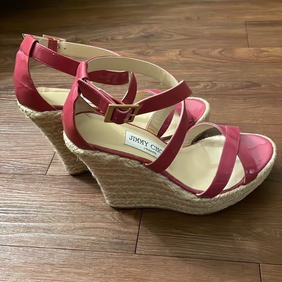 Jimmy Choo Porto Patent Espadrille Wedge, Pink - Picture 11 of 14